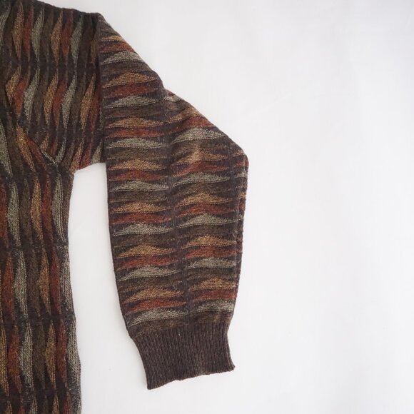 VTG Haggar Brown Multicolor Knit Sweater Retro Eclectic Grandpa Fall Layering XL - Picture 5 of 9